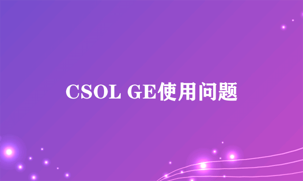 CSOL GE使用问题