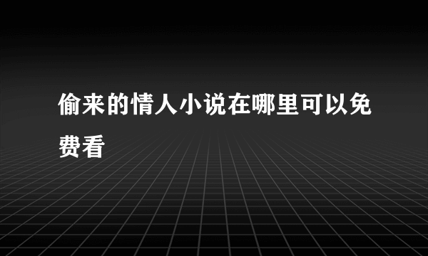 偷来的情人小说在哪里可以免费看