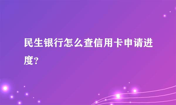 民生银行怎么查信用卡申请进度？