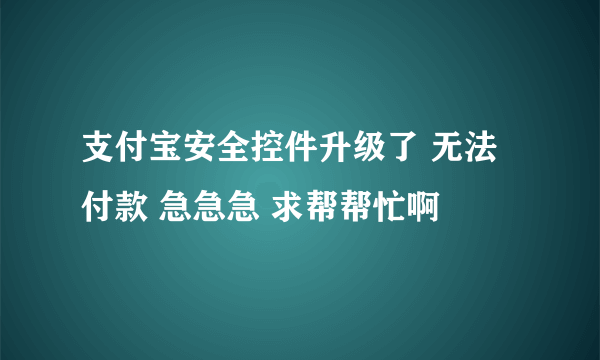 支付宝安全控件升级了 无法付款 急急急 求帮帮忙啊