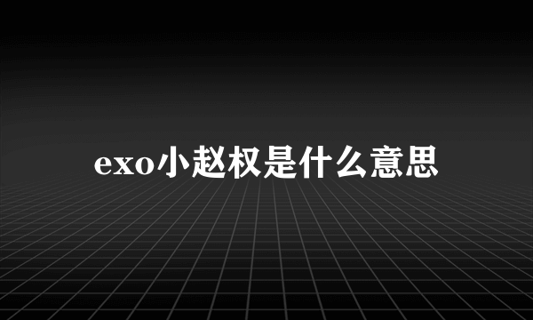 exo小赵权是什么意思