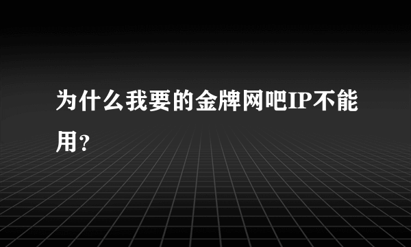 为什么我要的金牌网吧IP不能用？