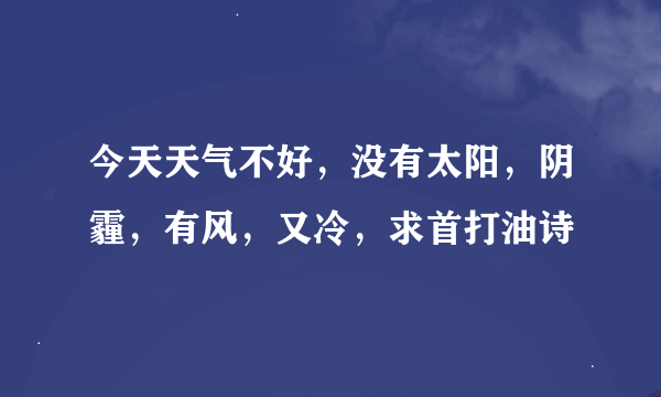 今天天气不好，没有太阳，阴霾，有风，又冷，求首打油诗