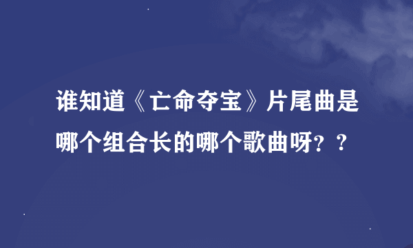 谁知道《亡命夺宝》片尾曲是哪个组合长的哪个歌曲呀？?