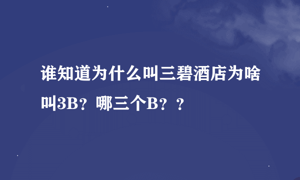 谁知道为什么叫三碧酒店为啥叫3B？哪三个B？？