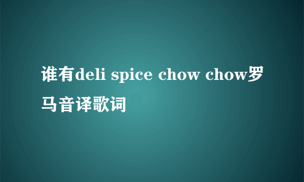 谁有deli spice chow chow罗马音译歌词