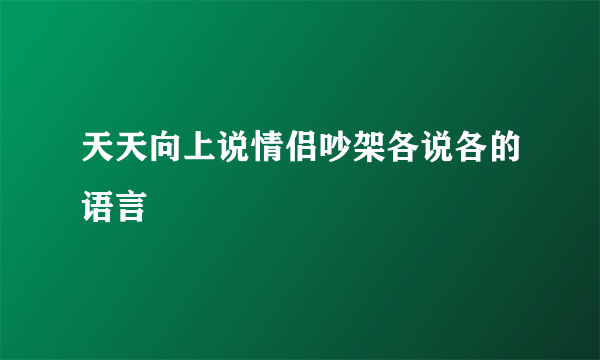 天天向上说情侣吵架各说各的语言