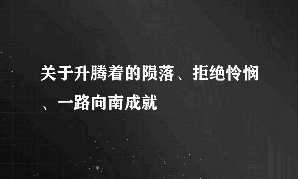 关于升腾着的陨落、拒绝怜悯、一路向南成就