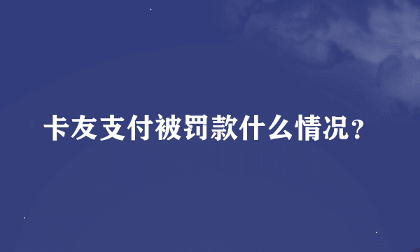 卡友支付被罚款什么情况？