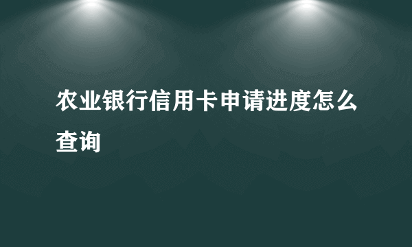 农业银行信用卡申请进度怎么查询