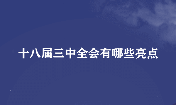 十八届三中全会有哪些亮点