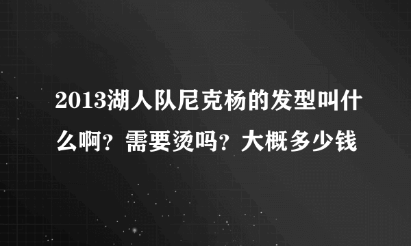 2013湖人队尼克杨的发型叫什么啊？需要烫吗？大概多少钱