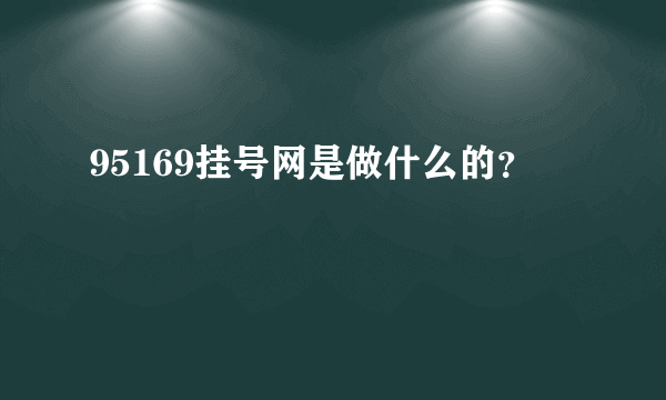 95169挂号网是做什么的？