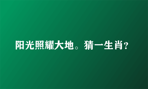 阳光照耀大地。猜一生肖？