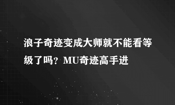 浪子奇迹变成大师就不能看等级了吗？MU奇迹高手进