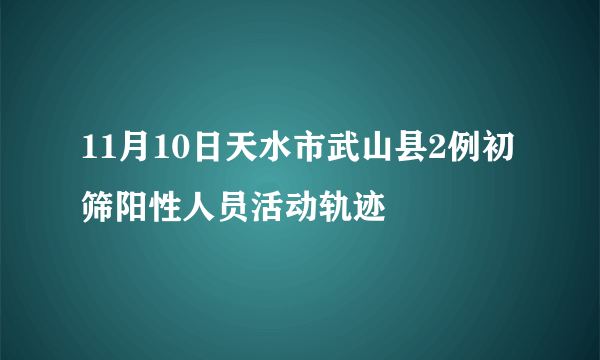 11月10日天水市武山县2例初筛阳性人员活动轨迹