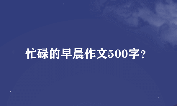 忙碌的早晨作文500字？