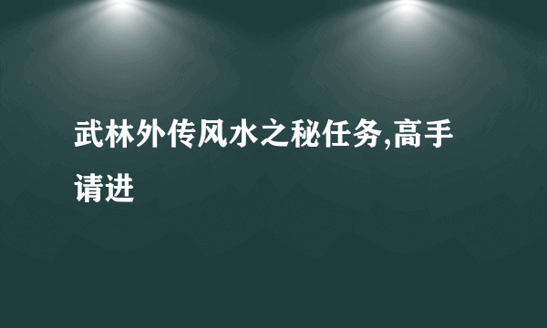 武林外传风水之秘任务,高手请进