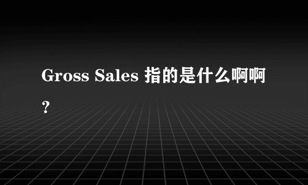 Gross Sales 指的是什么啊啊？