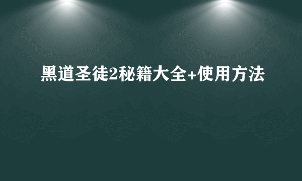 黑道圣徒2秘籍大全+使用方法