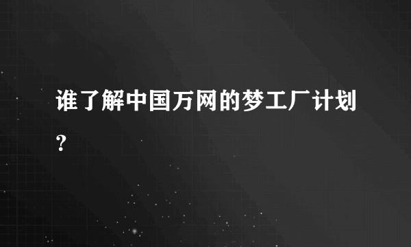 谁了解中国万网的梦工厂计划？