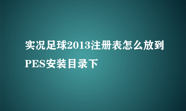 实况足球2013注册表怎么放到PES安装目录下