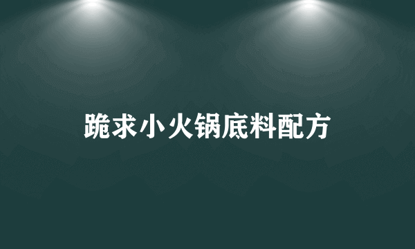 跪求小火锅底料配方