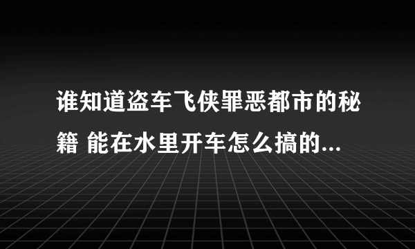 谁知道盗车飞侠罪恶都市的秘籍 能在水里开车怎么搞的?????