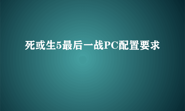 死或生5最后一战PC配置要求