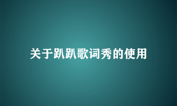 关于趴趴歌词秀的使用