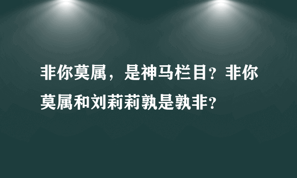 非你莫属，是神马栏目？非你莫属和刘莉莉孰是孰非？