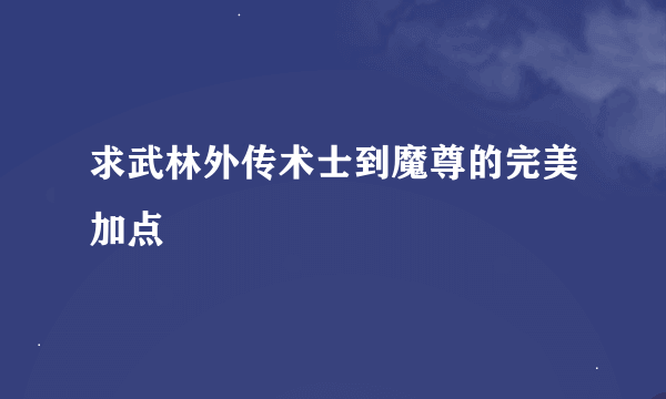 求武林外传术士到魔尊的完美加点