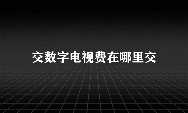 交数字电视费在哪里交