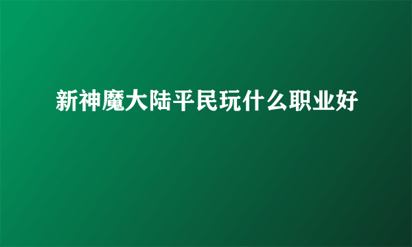 新神魔大陆平民玩什么职业好