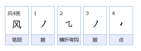 风第二笔是什么笔画？