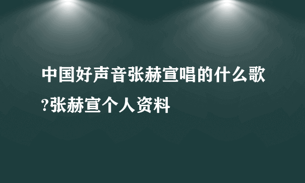 中国好声音张赫宣唱的什么歌?张赫宣个人资料