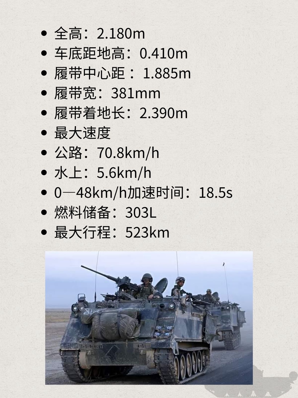 美国山猫(M113)履带式指挥侦察车