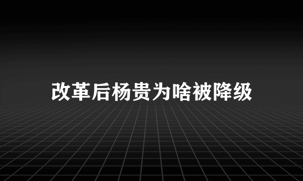 改革后杨贵为啥被降级