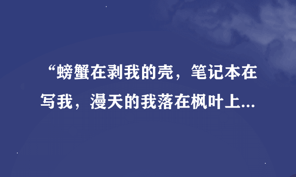 “螃蟹在剥我的壳，笔记本在写我，漫天的我落在枫叶上雪花上，而你在想我”是什么意思？