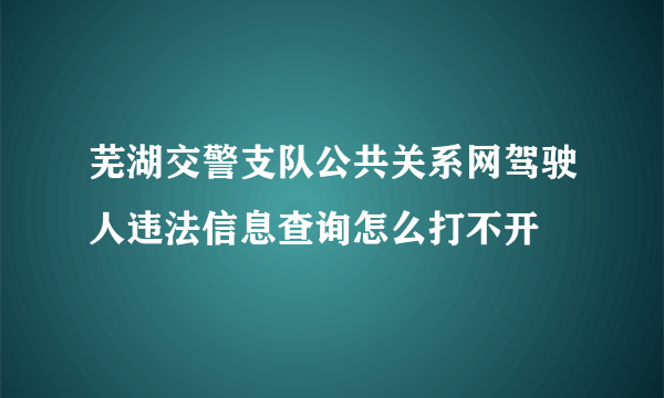 芜湖交警支队公共关系网驾驶人违法信息查询怎么打不开