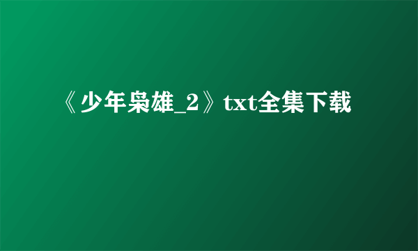 《少年枭雄_2》txt全集下载