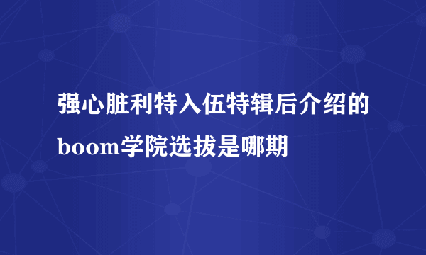 强心脏利特入伍特辑后介绍的boom学院选拔是哪期