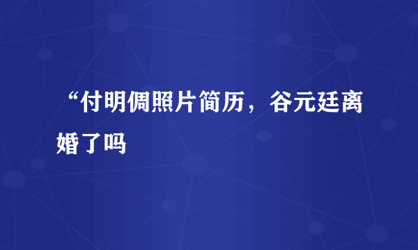 “付明倜照片简历，谷元廷离婚了吗