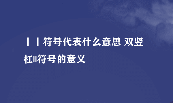 丨丨符号代表什么意思 双竖杠||符号的意义