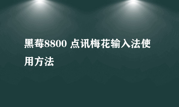 黑莓8800 点讯梅花输入法使用方法