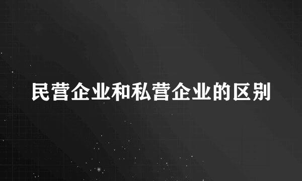 民营企业和私营企业的区别