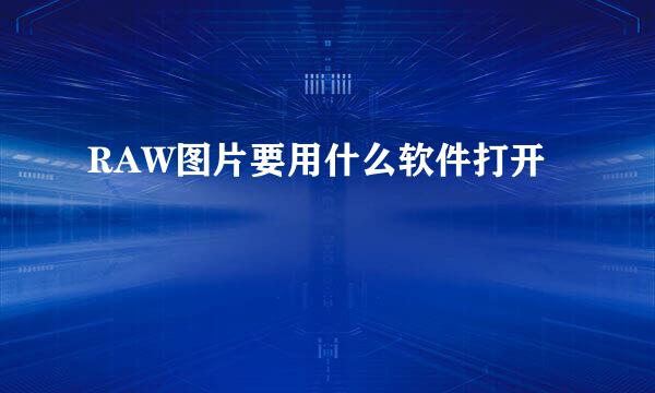 RAW图片要用什么软件打开