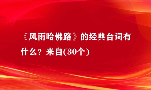 《风雨哈佛路》的经典台词有什么？来自(30个)