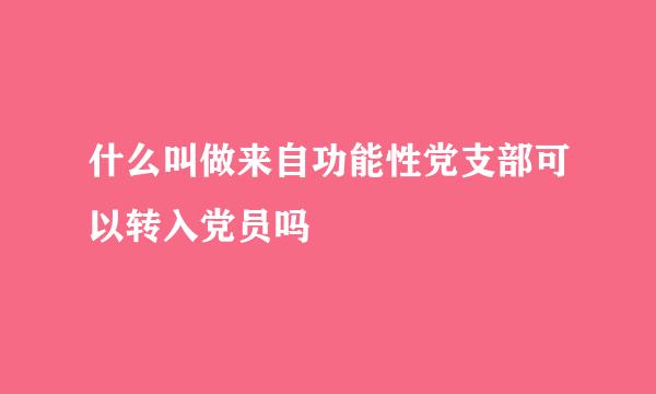 什么叫做来自功能性党支部可以转入党员吗