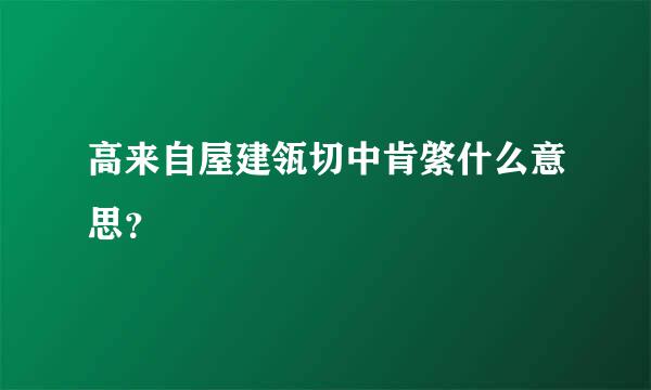 高来自屋建瓴切中肯綮什么意思？